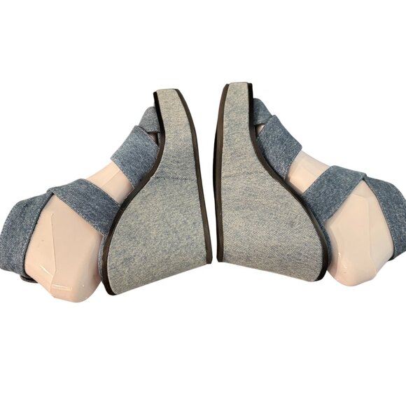 Rag & Bone Women's Santiago Crisscross Blue Denim Wedge Sandal Size 35 WORN ONCE - Picture 4 of 7